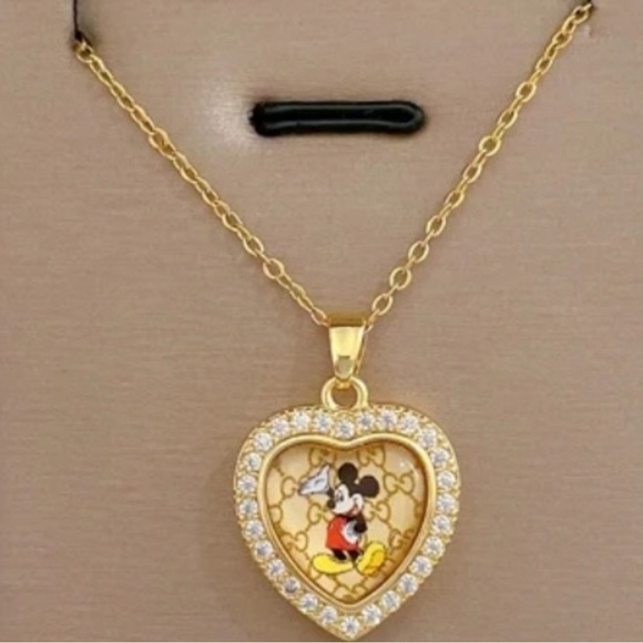 Heart Shape Mickey Mouse Pendant Necklace - New - Picture 1 of 1